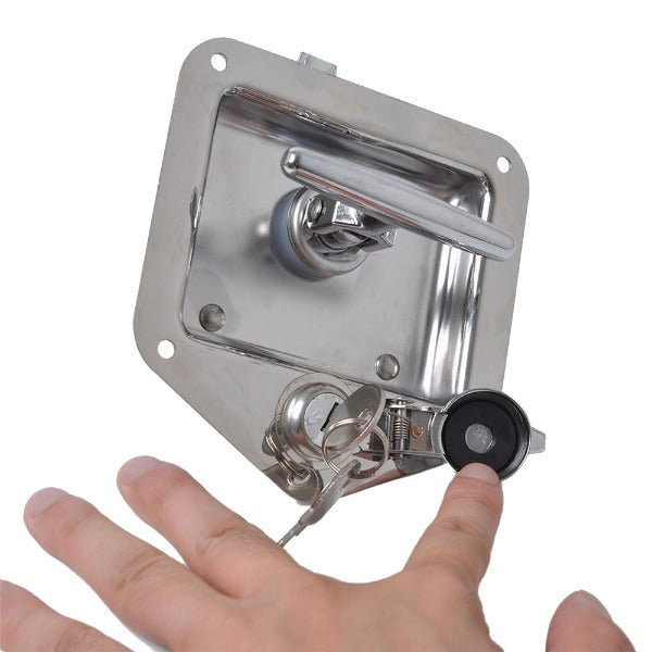 poignée pour coffre inox avec serrure