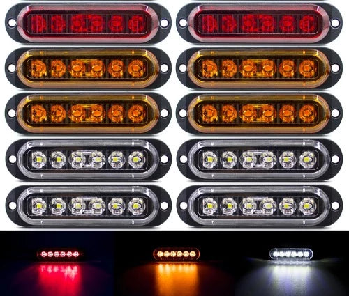 4pcs feux de gabarit camion remorque 6 LED 12V -24V
