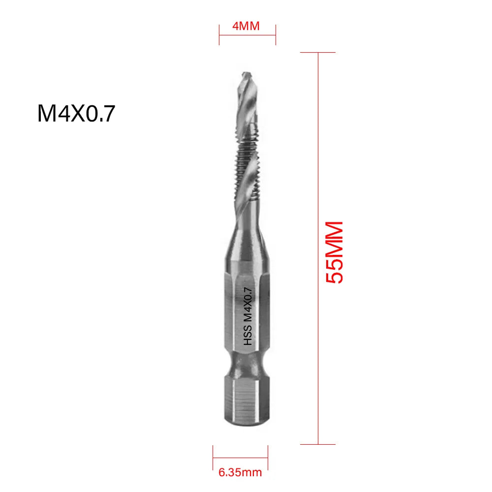 HSS Titanium Plated Hex Shank Tap Drill Bit Set