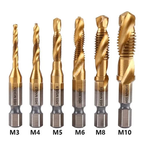 HSS Titanium Plated Hex Shank Tap Drill Bit Set