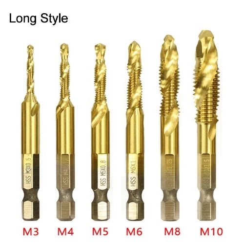 HSS Titanium Plated Hex Shank Tap Drill Bit Set