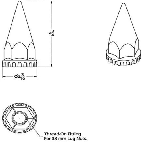 LANGE KUNSTSTOFF-MUTTERABDECKUNG CHROM
 20 Stück 32 mm/33 mm