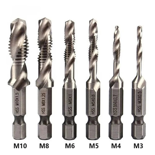 HSS Titanium Plated Hex Shank Tap Drill Bit Set