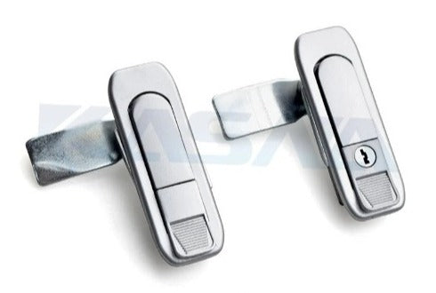 compression handle closure at the bottom  
with or without black or stainless steel keys