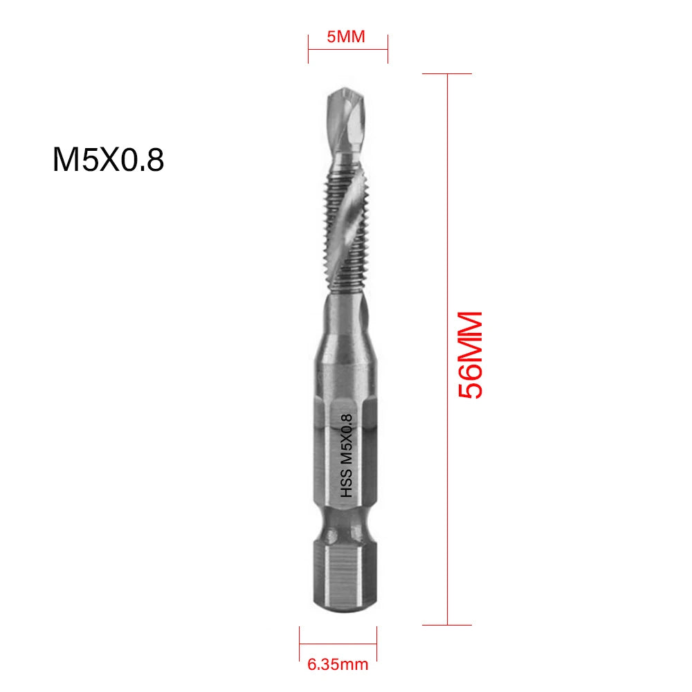 HSS Titanium Plated Hex Shank Tap Drill Bit Set