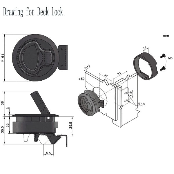 round plastic or chrome handle with or without key